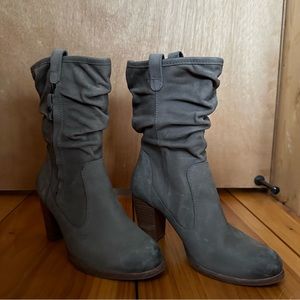 Distressed UGG heeled booties